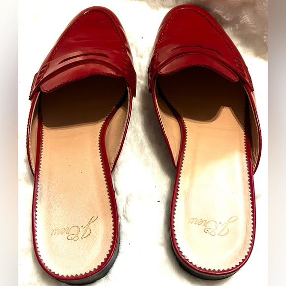 J. Crew Leather Scarlet Red Penny loafer mule flat women’s size 8 - Picture 6 of 9
